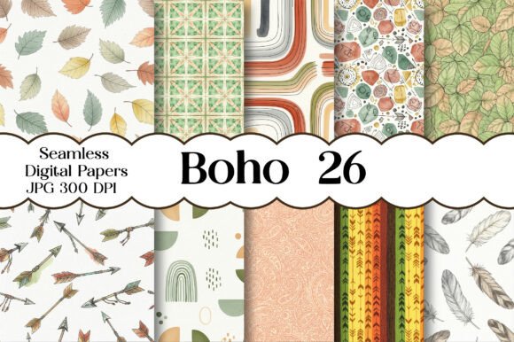 Boho Pattern Digital Paper for Modern Design