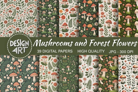 Bringing the Woodland Whimsy to Life with Mushrooms and Forest Flowers Patterns