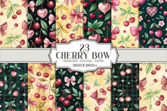 Elevate Your Creative Projects with the Cherry Bow Seamless Pattern Bundle