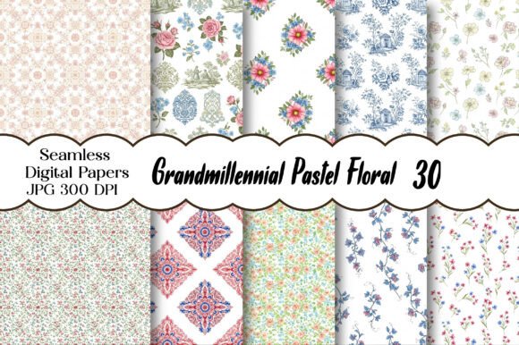 Grandmillennial Pastel Floral Digital Patterns