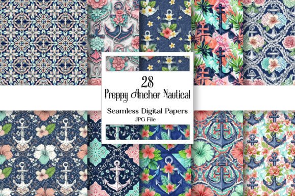 Mastering Coastal Design with Preppy Anchor Nautical Digital Paper