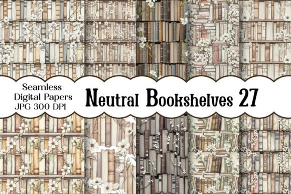 Neutral Bookshelves Seamless Pattern: Your Go-To Resource for Cozy, Bookish Designs