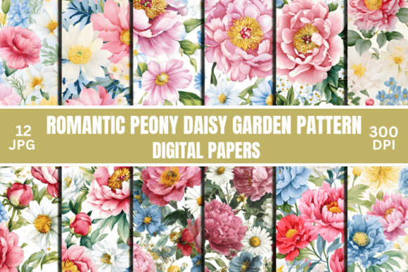 Romantic Peony Daisy Garden Pattern Guide