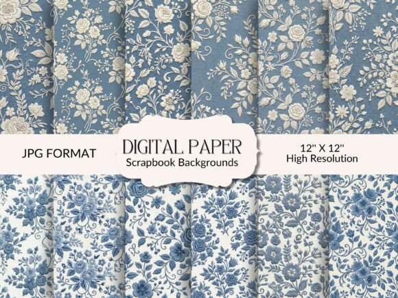 Seamless Denim Blue Floral Pattern Guide