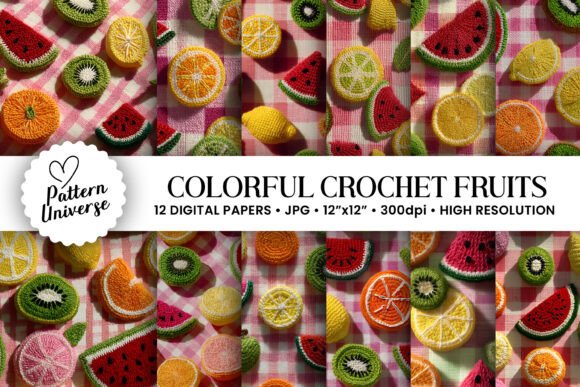 Unlocking Creativity with Colorful Crochet Fruits Digital Papers